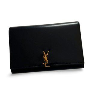 AUTHENTIC - Saint Laurent YSL Monogram Wallet W/O CHAIN STRAP* in Smooth Leather